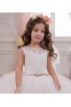 Ivoire Princesse Bateau Tulle Dentelle Longue Robes de demoiselle d'honneur - fillette Pas Chère