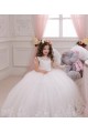 Ivoire Princesse Bateau Tulle Dentelle Longue Robes de demoiselle d'honneur - fillette Pas Chère
