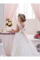 Ivoire Princesse Bateau Tulle Dentelle Longue Robes de demoiselle d'honneur - fillette Pas Chère
