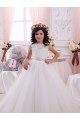 Ivoire Princesse Bateau Tulle Dentelle Longue Robes de demoiselle d'honneur - fillette Pas Chère