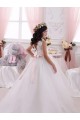 Ivoire Princesse Bateau Tulle Dentelle Longue Robes de demoiselle d'honneur - fillette Pas Chère
