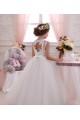 Ivoire Princesse Col Haut Tulle Dentelle Longue Robes de demoiselle d'honneur - fillette Pas Chère