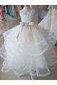 Ivoire Princesse Col Haut Tulle Dentelle Longue Robes de demoiselle d'honneur - fillette Pas Chère