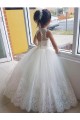 Ivoire Princesse Col Haut Tulle Dentelle Longue Robes de demoiselle d'honneur - fillette Pas Chère