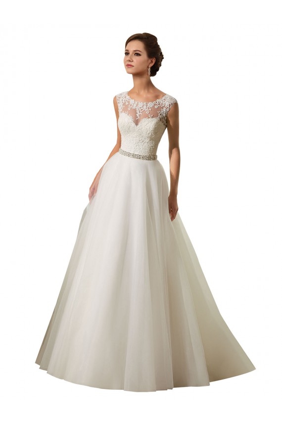 Ivoire Princesse Illusion Tulle Dentelle Robes de mariée Pas Chère