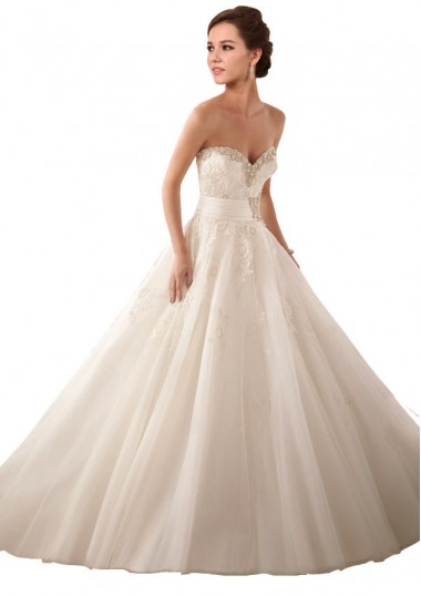 Ivoire Princesse Satiné Tulle Dentelle Robes de mariée Pas Chre