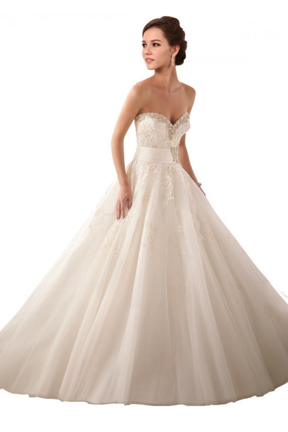 Ivoire Princesse Satiné Tulle Dentelle Robes de mariée Pas Chère