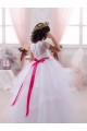 Ivoire Princesse Tulle Dentelle Longue Robes de demoiselle d'honneur - fillette Pas Chère