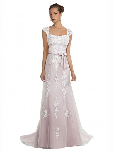 Ivoire & Rose Sirène Sans bretelle Balayage train Tulle Dentelle Plage Robes de mariée Pas Chre