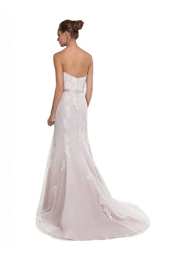 Ivoire & Rose Sirène Sans bretelle Balayage train Tulle Dentelle Plage Robes de mariée Pas Chère
