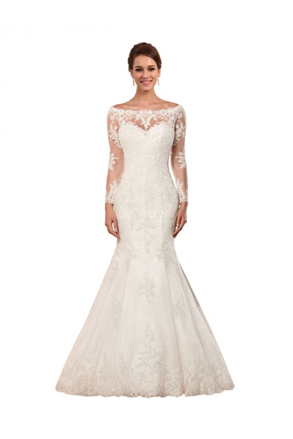 Ivoire Sirène Bateau Dentelle Robes de mariée Pas Chère