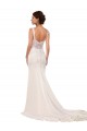 Ivoire Sirène Col V Dentelle Crêpe Stretch Robes de mariée Pas Chère