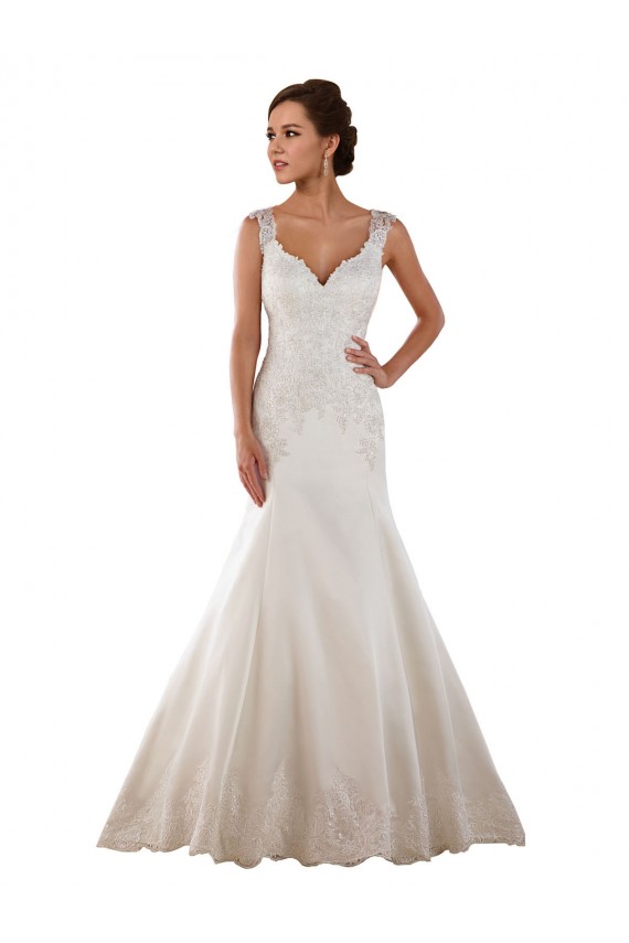 Ivoire Sirène Col V Satiné Classique Robes de mariée Pas Chère