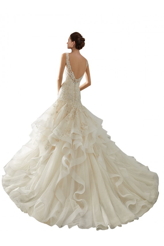 Ivoire Sirène Col V Tulle Robes de mariée Pas Chère