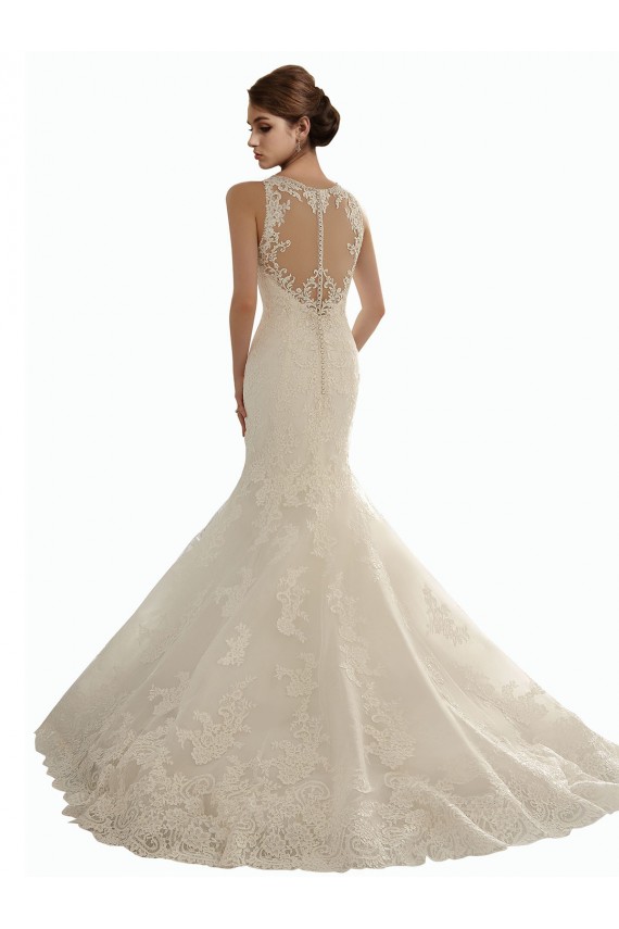 Ivoire Sirène Illusion Dentelle Robes de mariée Pas Chère
