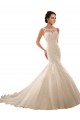 Ivoire Sirène Illusion Tulle Dentelle Robes de mariée Pas Chère