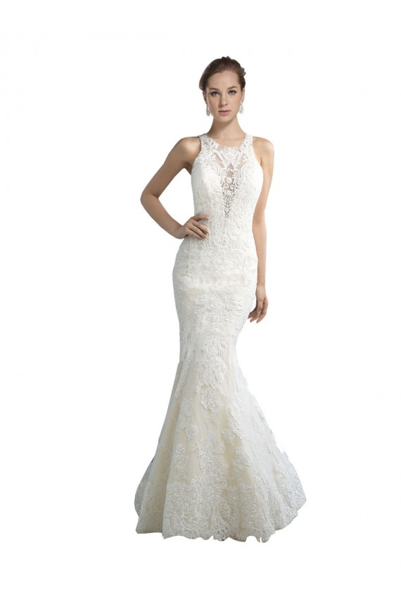 Ivoire Sirène Illusion Tulle Plage Robes de mariée Pas Chère