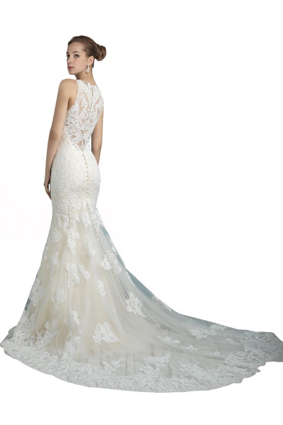 Ivoire Sirène Illusion Tulle Plage Robes de mariée Pas Chère