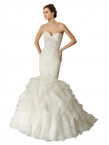 Ivoire Sirène Tulle Robes de mariée Pas Chre
