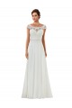 Ivoire Trapèze Bateau Mousseline Classique Robes de mariée Pas Chère