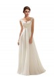 Ivoire Trapèze Col V Balayage train Mousseline Dentelle Robes de mariée Pas Chère