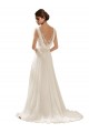Ivoire Trapèze Col V Balayage train Mousseline Dentelle Robes de mariée Pas Chère