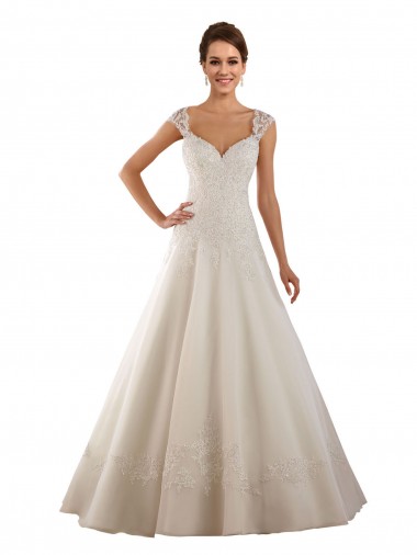 Ivoire Trapèze Dentelle Robes de mariée Pas Chre