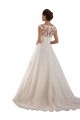 Ivoire Trapèze Illusion Tulle Dentelle Classique Robes de mariée Pas Chère