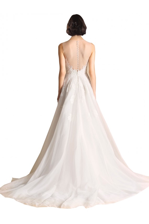 Ivoire Trapèze Illusion Tulle Robes de mariée Pas Chère