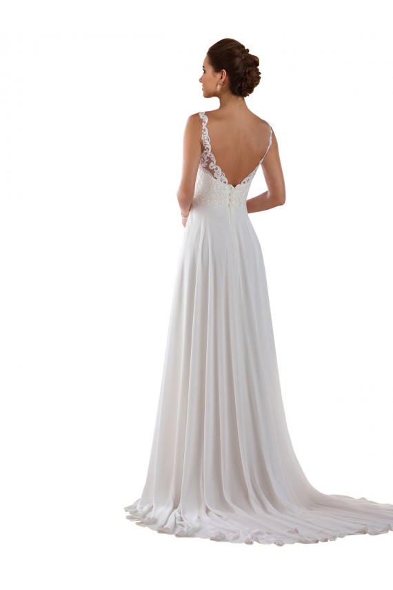Ivoire Trapèze Mousseline Classique Boho Robes de mariée Pas Chère
