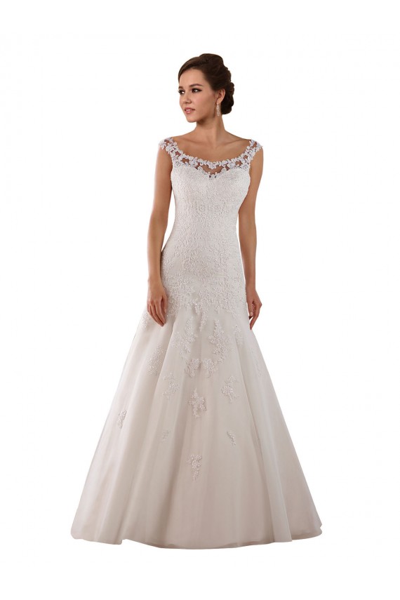 Ivoire Trapèze Scoop Tulle Robes de mariée Pas Chère