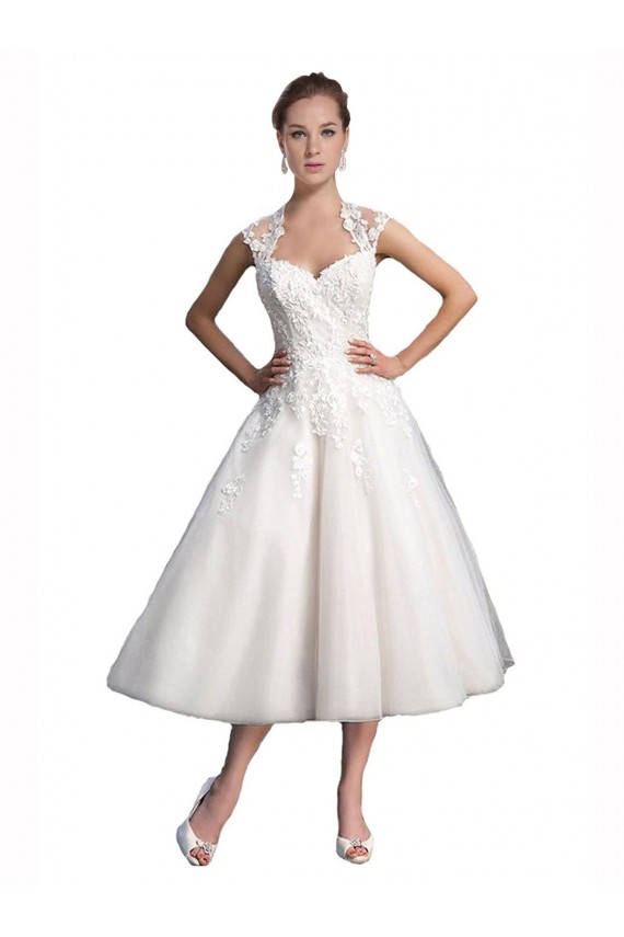 Ivoire Trapèze Tulle Dentelle Plage Robes de mariée Pas Chère