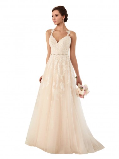 Ivoire Trapèze Tulle Dentelle Robes de mariée Pas Chre