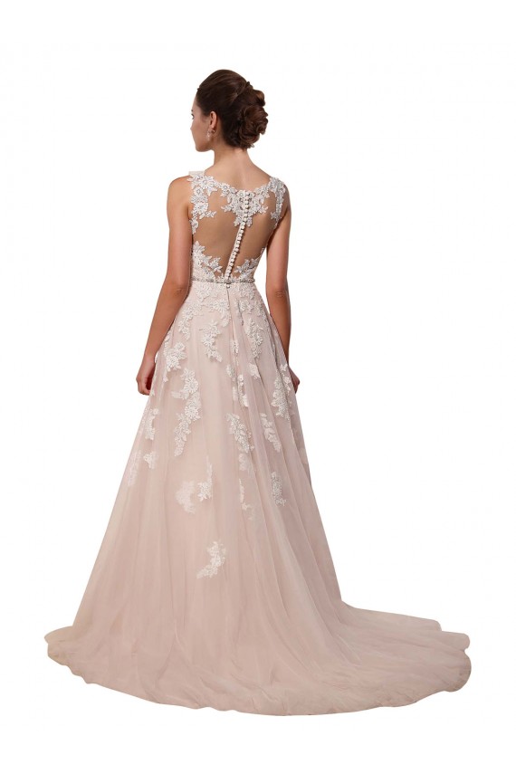 Ivoire Trapèze Tulle Dentelle Robes de mariée Pas Chère