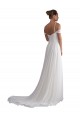 Ivoire Trapèze Épaule Dénudée Balayage train Mousseline Plage Robes de mariée Pas Chère