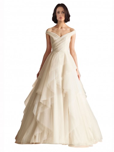 Ivoire Trapèze Épaule Dénudée Tulle Robes de mariée Pas Chre