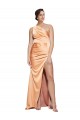 Light Copper Fourreau Satiné Stretch Longue Formelles Robes demoiselle d'honneur / Robes de soirée / Robes de bal Pas Chère