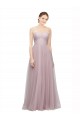 Light Lilac Trapèze Tulle Dentelle Longue Robes demoiselle d'honneur Pas Chère