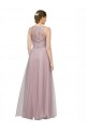 Light Lilac Trapèze Tulle Dentelle Longue Robes demoiselle d'honneur Pas Chère