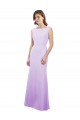 Lilas Colonne Col rond Mousseline Longue Robes demoiselle d'honneur Pas Chère