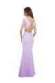 Lilas Colonne Col rond Mousseline Longue Robes demoiselle d'honneur Pas Chère
