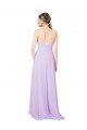 Lilas Fourreau Col V Mousseline Longue Asymétrique Robes demoiselle d'honneur Pas Chère
