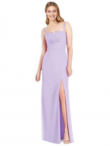 Lilas Sirène Bretelles spaghetti Col V Sans bretelle Mousseline Longue Robes demoiselle d'honneur Pas Chre