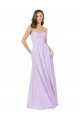 Lilas Trapèze Bretelles spaghetti Col Carré Mousseline Longue Robes demoiselle d'honneur Pas Chère
