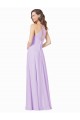 Lilas Trapèze Bretelles spaghetti Col Carré Mousseline Longue Robes demoiselle d'honneur Pas Chère