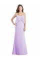 Lilas Trapèze Bretelles spaghetti Scoop Mousseline Longue Robes demoiselle d'honneur Pas Chère