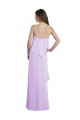 Lilas Trapèze Bretelles spaghetti Scoop Mousseline Longue Robes demoiselle d'honneur Pas Chère
