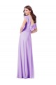Lilas Trapèze Col V Mousseline Longue Robes demoiselle d'honneur Pas Chère