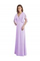 Lilas Trapèze Col V Mousseline Longue Robes demoiselle d'honneur Pas Chère
