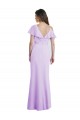 Lilas Trapèze Col V Mousseline Longue Robes demoiselle d'honneur Pas Chère